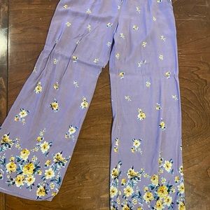 lilac flow pants with yellow flowers